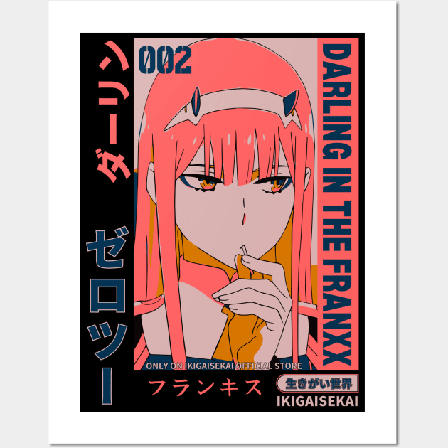 Silent and Serious Gaze - Zero Two Wall Art by IKIGAISEKAI